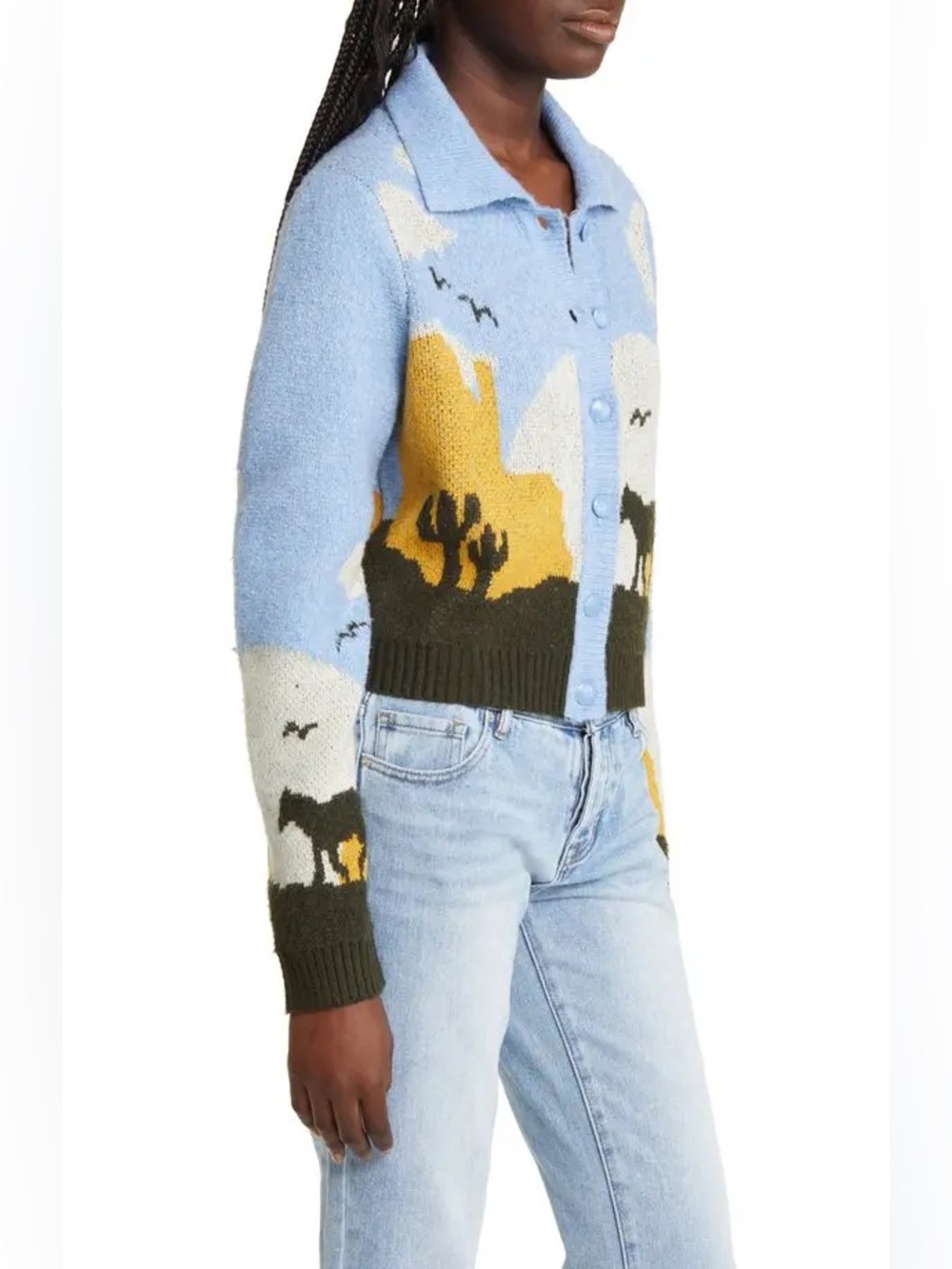 Taelynn Western Horse Cardigan Sweater Large - Picture 3 of 13